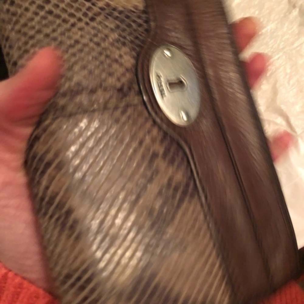 Fossil brown leather and python embossed wallet - image 2